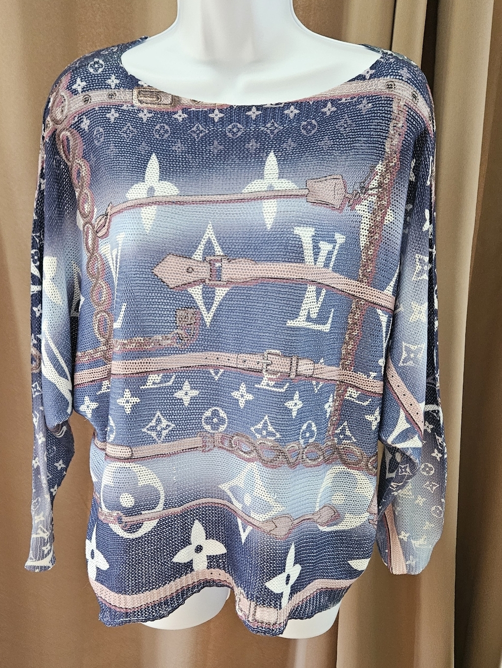 Talk of the Walk Italian Knit Chain‑Print Sweater